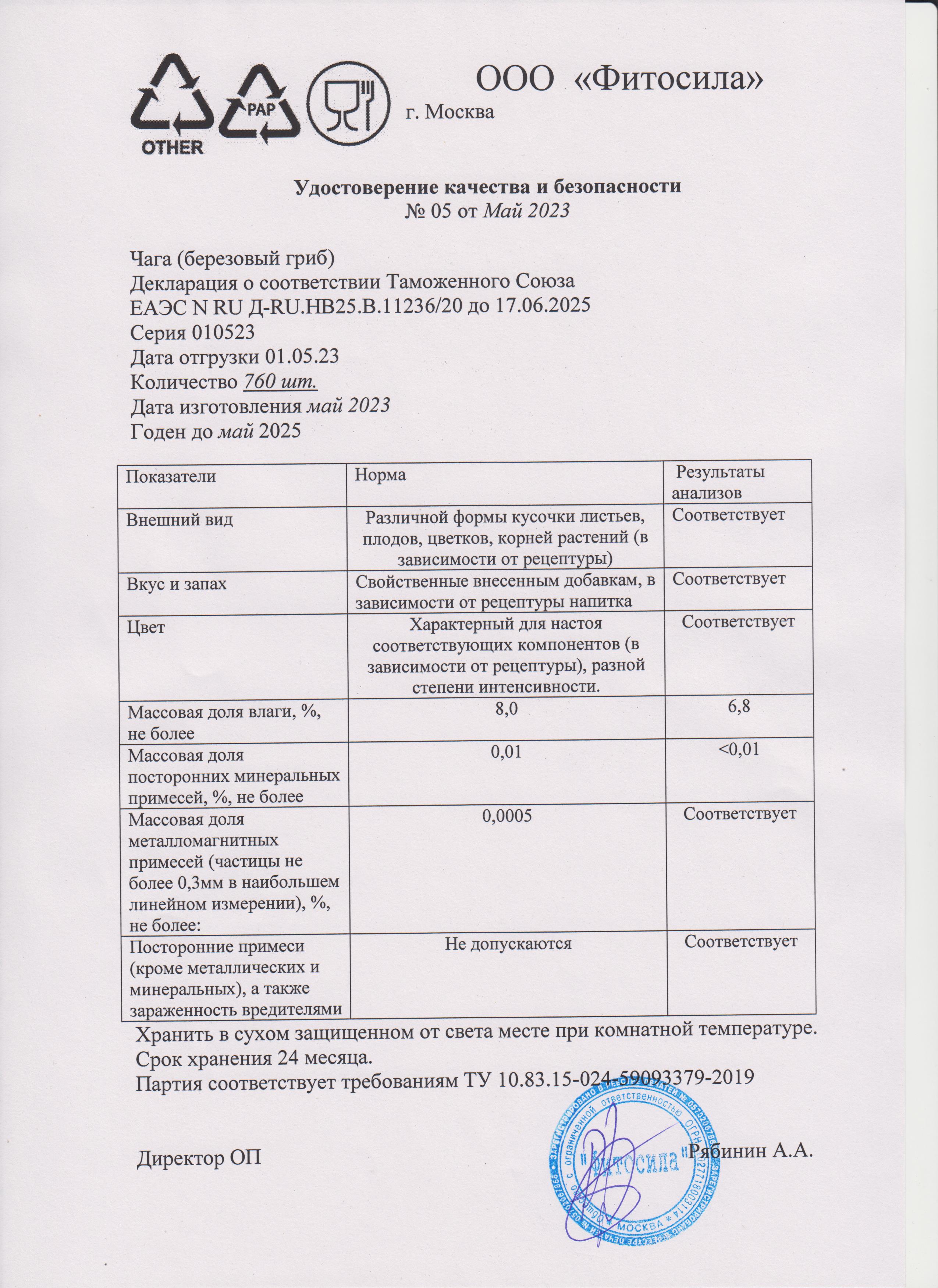Паспорт №010523